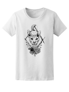 Foto 1 | Playera Smartprintsink para Mujer Diseño Gato Esfinge con Flores