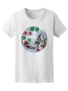 Foto 1 | Playera Mujer Arte Estilo Japones Peces Koi en Estanque Smartprintsink Blanco
