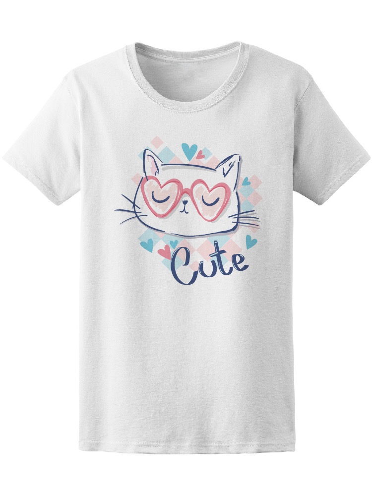 Foto 2 pulgar | Playera Smartprintsink Mujer Gato con Lentes de Corazón