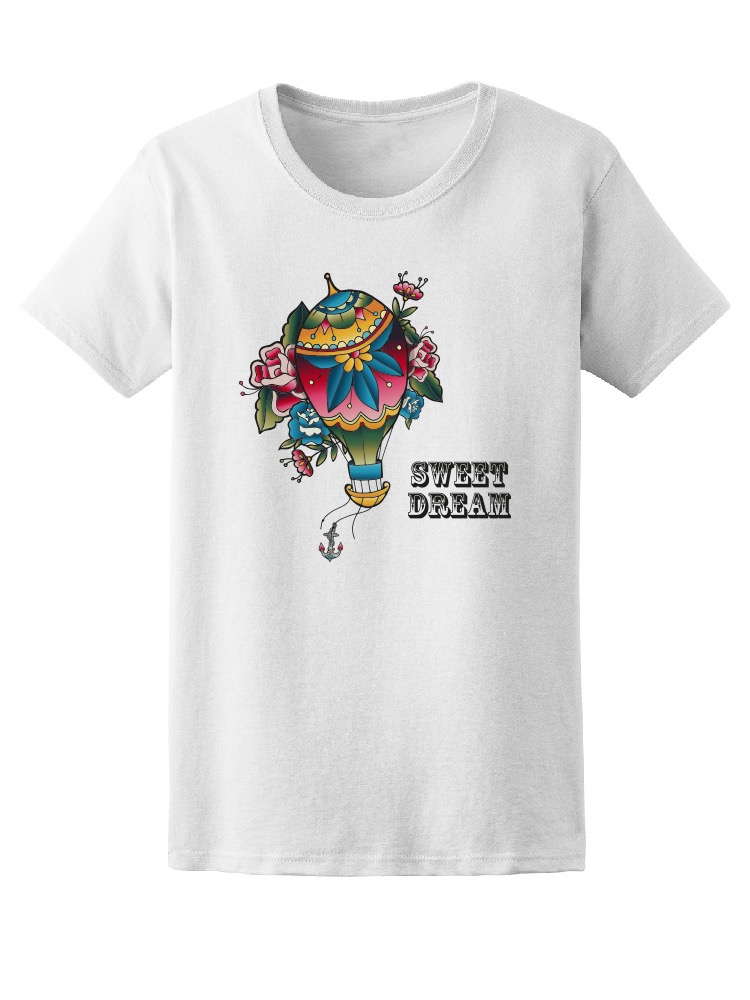 Foto 2 pulgar | Playera SmartPrintsInk para Mujer Globo Aerostático Estilo Tatuaje Americano