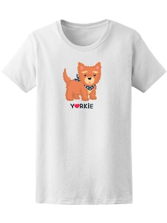 Foto 1 | Playera SmartPrintsInk para Mujer con Ilustración Yorkie Miniatura con Pañuelo
