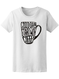 Foto 1 | Playera Mujer Los Buenos Días Comienzan con Café Smartprintsink Blanco