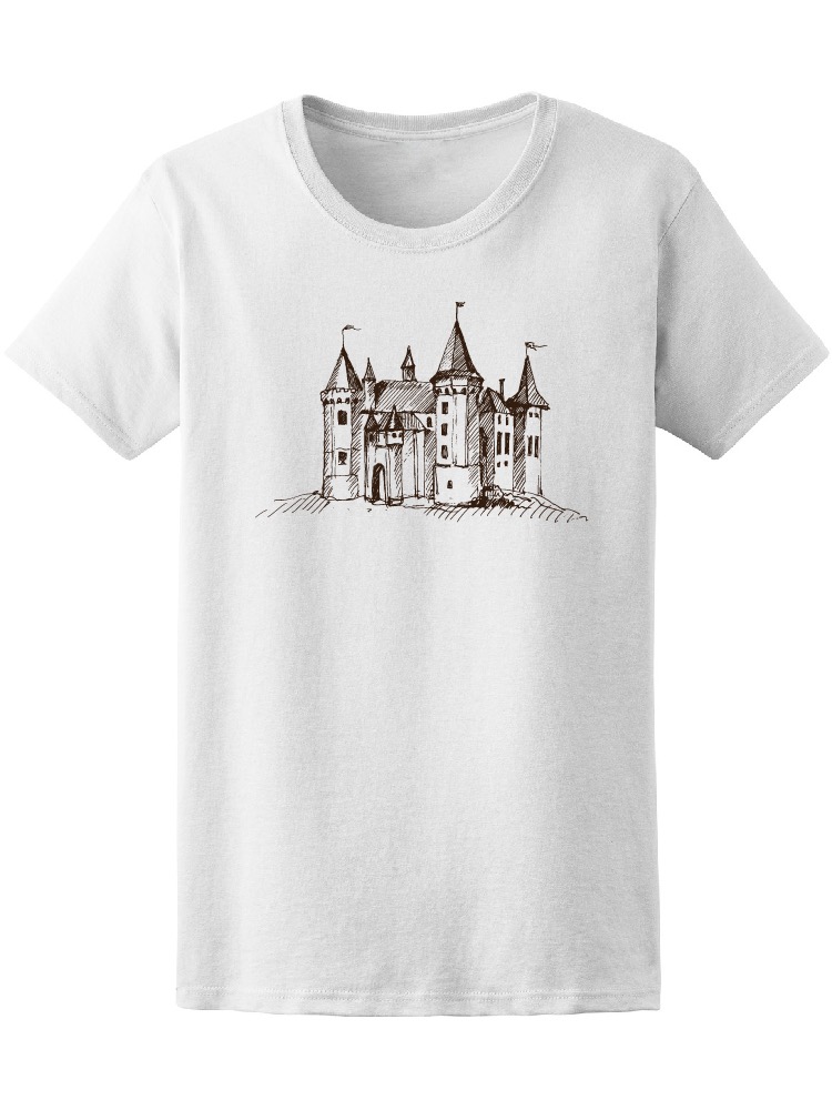 Foto 2 pulgar | Playera Smartprintsink Mujer Ilustración A Lápiz/ Castillo Con Banderines