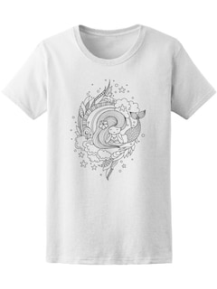 Foto 1 | Playera SmartPrintsInk para Mujer Ilustración Sirena Soñando Guirnalda de Algas Marinas