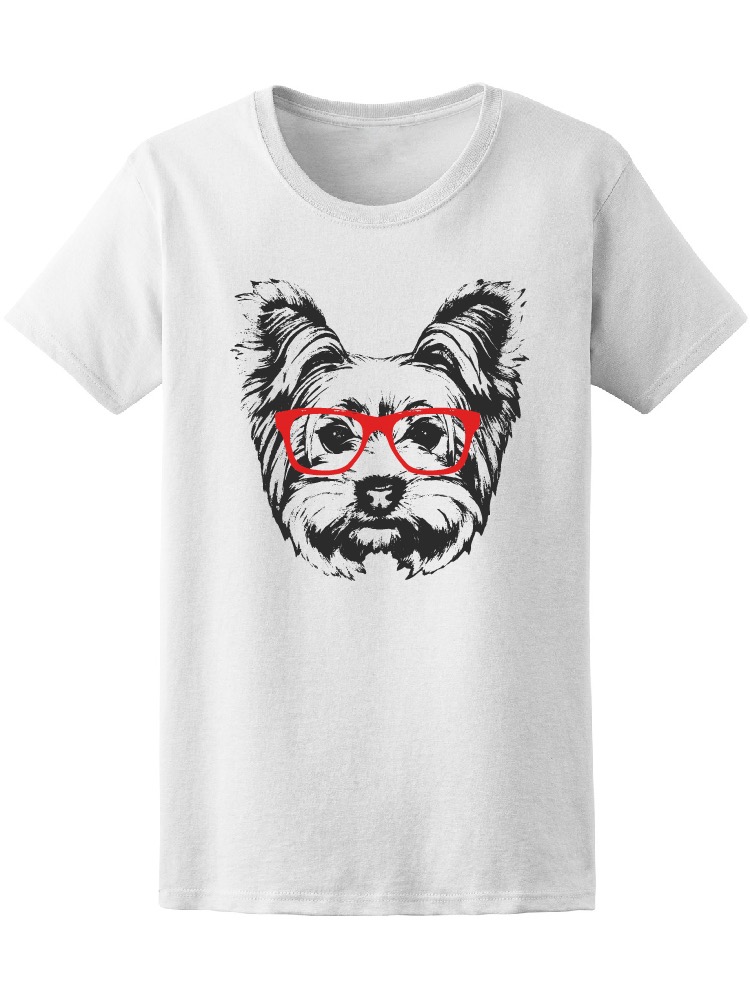 Foto 1 | Playera SmartPrintsInk para Mujer Yorkie con Lentes Rojos