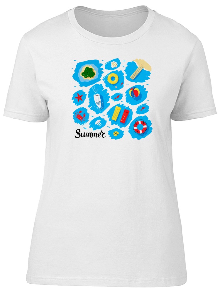 Foto 2 pulgar | Playera Smartprintsink Mujer Verano/ Objetos De Verano En Playa
