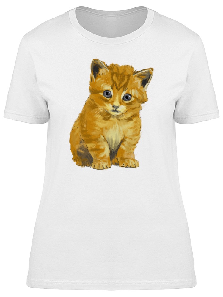 Foto 2 pulgar | Playera Smartprintsink Mujer Ilustración Gatito Anaranjado