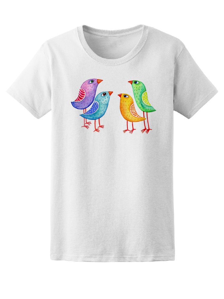Foto 2 pulgar | Playera para Mujer Smartprintsink color Blanco Estampado Aves de Colores