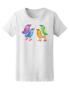 Foto 1 | Playera para Mujer Smartprintsink color Blanco Estampado Aves de Colores