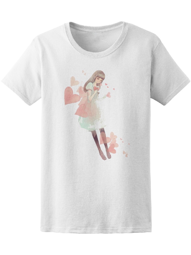 Foto 2 pulgar | Playera Smartprintsink Mujer Ilustración/ Mujer Sosteniendo Corazones