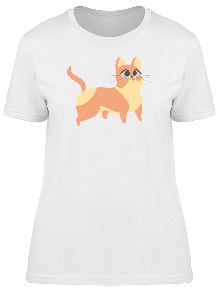 Foto 2 pulgar | Playera Smartprintsink Mujer Ilustración/ Gatita Naranja Posando