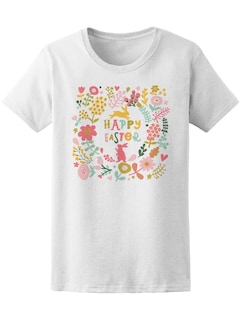 Foto 1 | Playera Smartprintsink Mujer Felices Pascuas/ Ilustración Naturaleza y Conejos