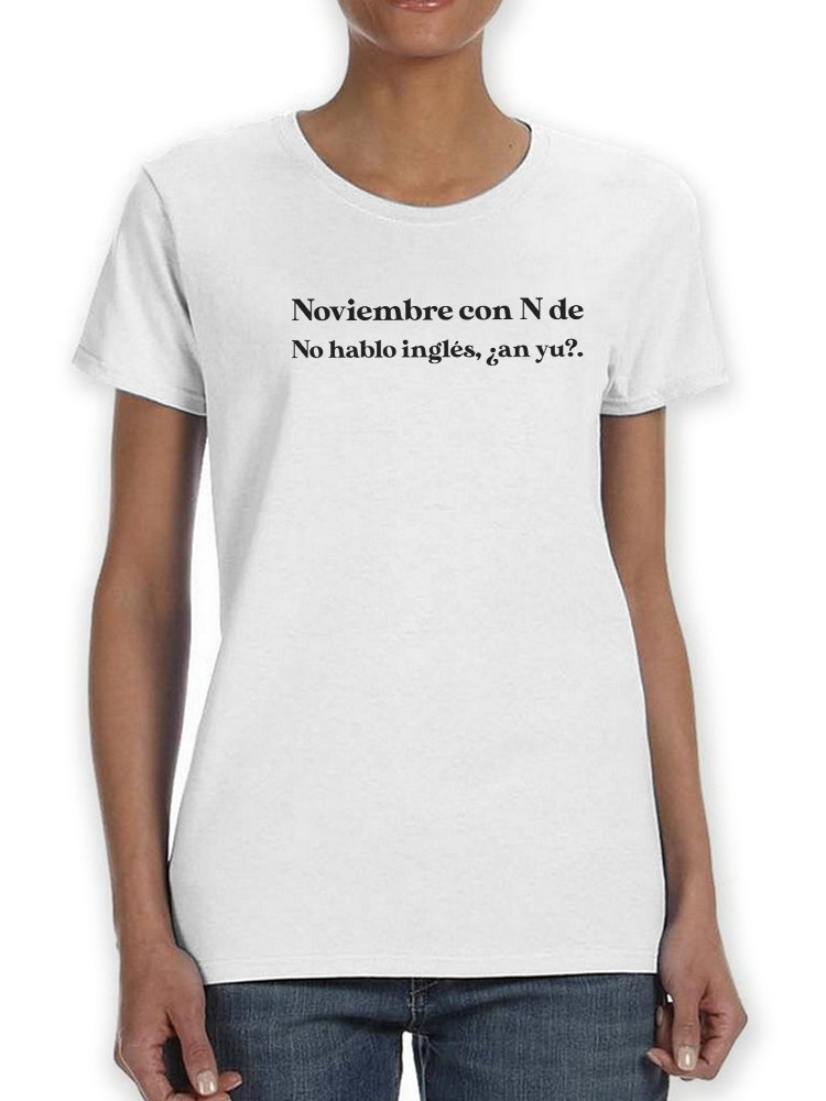 Foto 2 pulgar | Playera Smartprintsink Para Mujer Noviembre De No Hablo Inglés