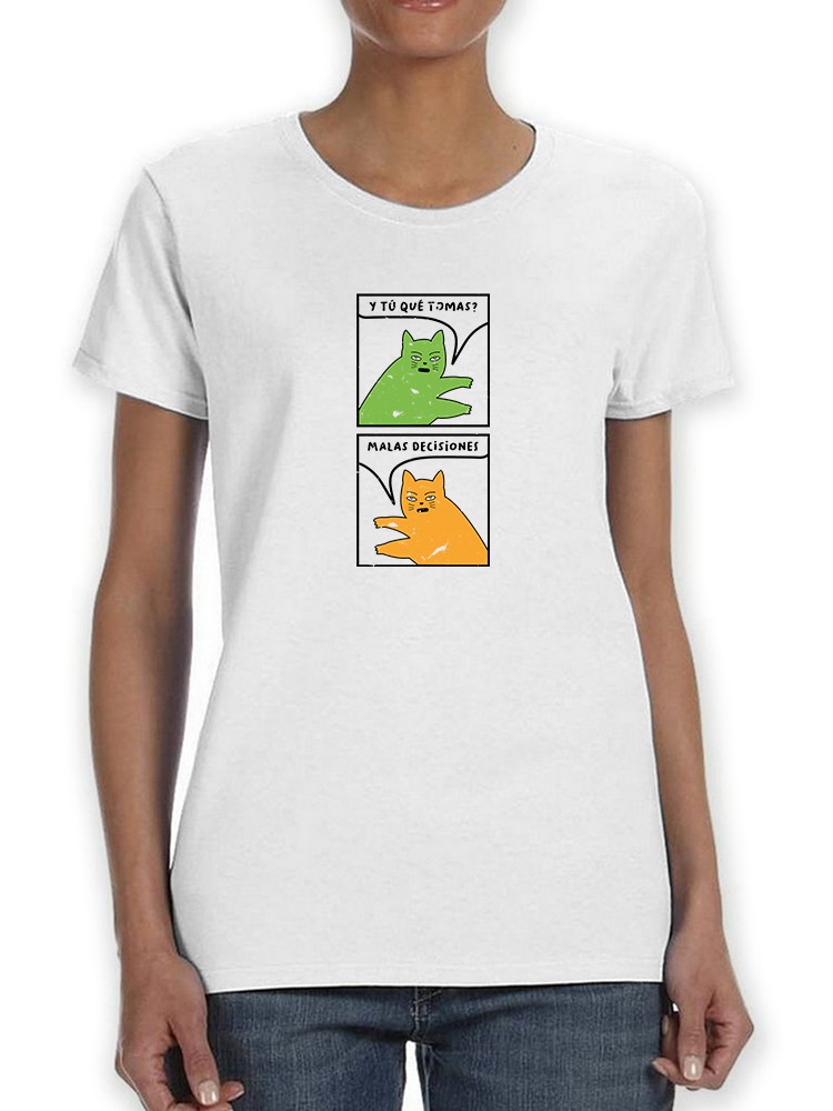 Foto 2 pulgar | Playera Smartprintsink Para Mujer Gato Con Malas Decisiones