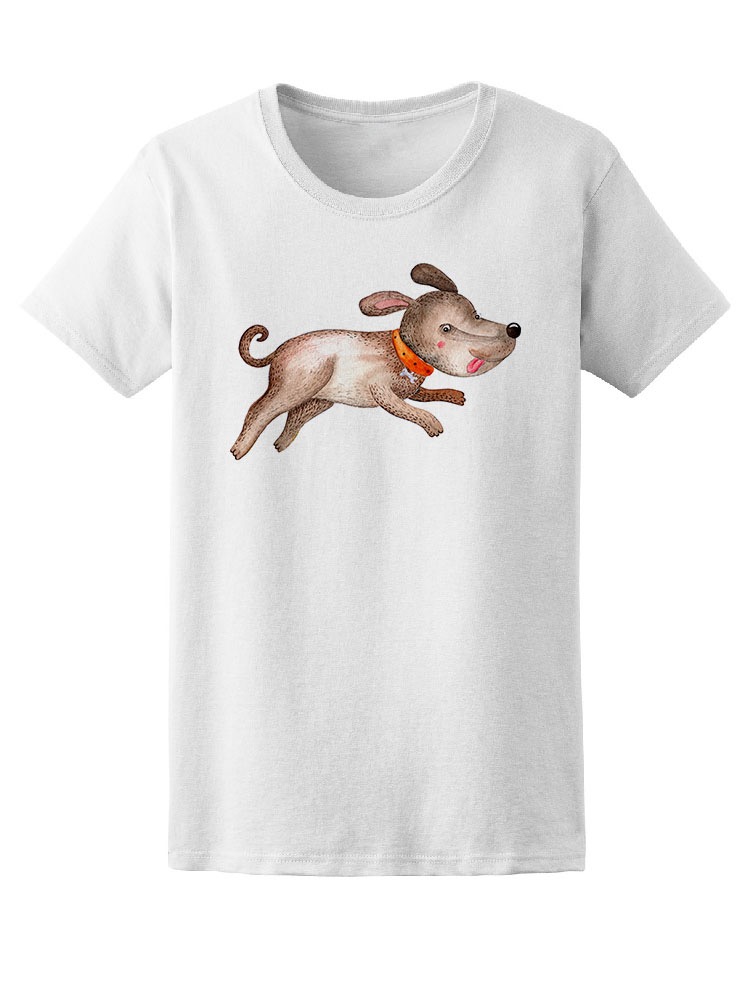 Playera para Dama Smartprintsink color Blanco Estampado Perro Saltando