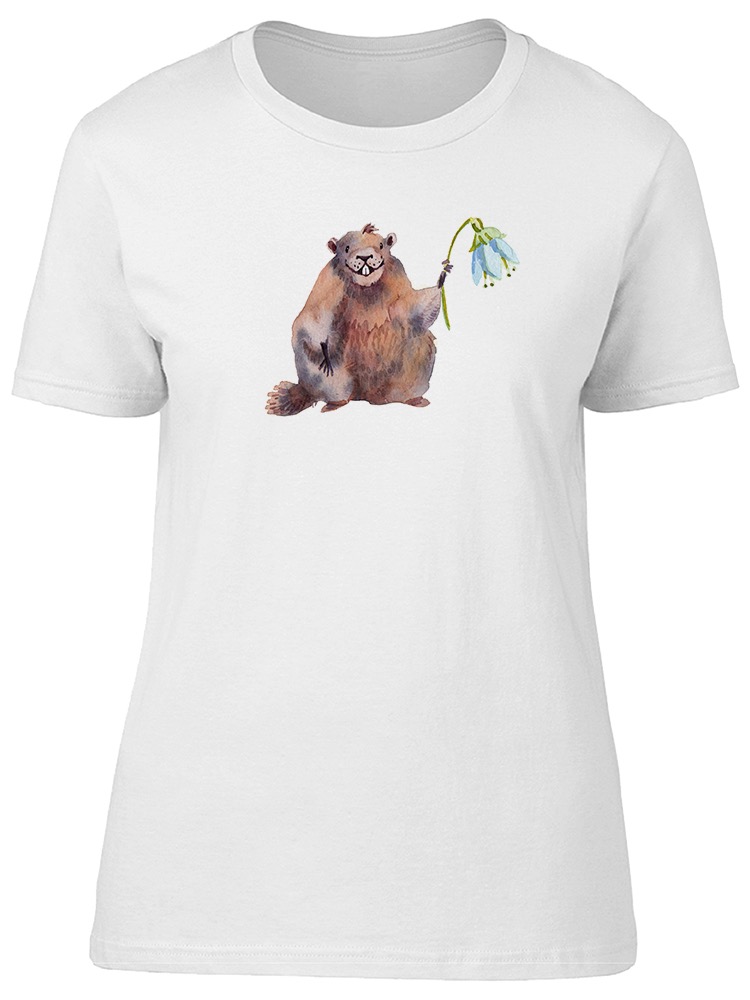 Foto 2 pulgar | Playera Smartprintsink Mujer Ilustración/ Marmota Con Flor