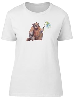 Foto 1 | Playera Smartprintsink Mujer Ilustración/ Marmota Con Flor