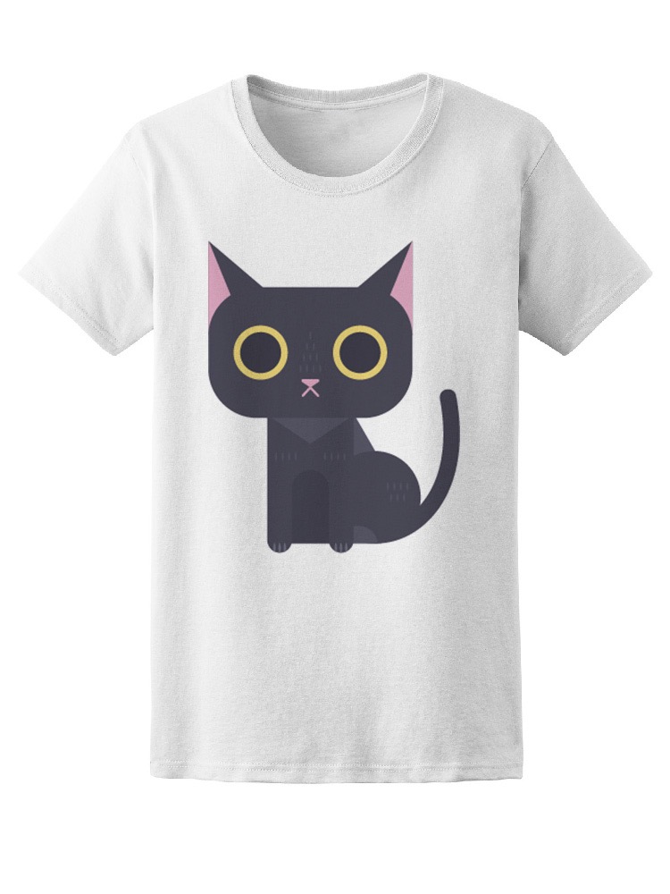 Foto 2 pulgar | Playera Smartprintsink Mujer Gatito Negro Grandes Ojos
