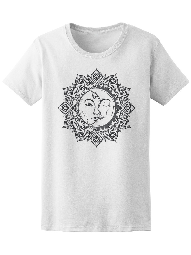 Foto 2 pulgar | Playera para Dama Smartprintsink color Blanco Estampado Sol y Luna