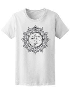 Foto 1 | Playera para Dama Smartprintsink color Blanco Estampado Sol y Luna