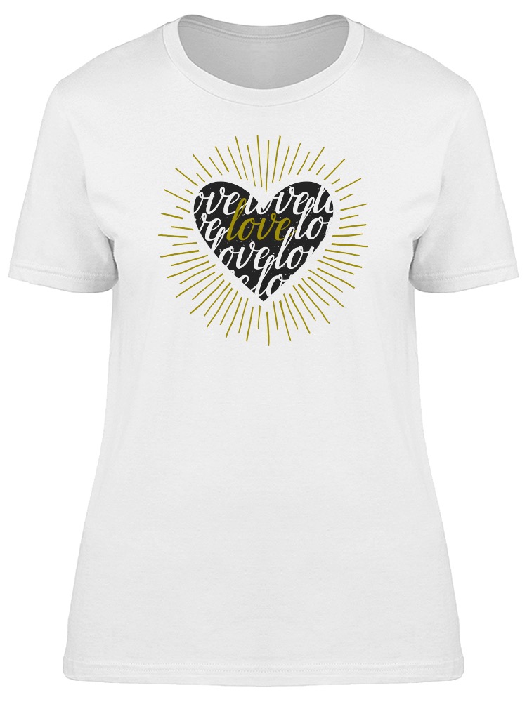 Foto 2 pulgar | Playera Smartprintsink Mujer Ilustración/ Corazón Brillante Con Palabra Amor