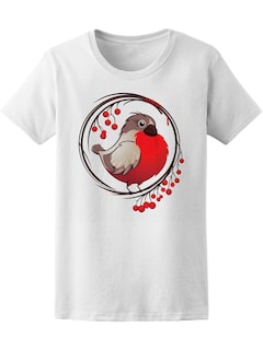 Foto 1 | Playera Smartprintsink Mujer Ilustración/ Ave Con Guirnalda De Frutos Rojos