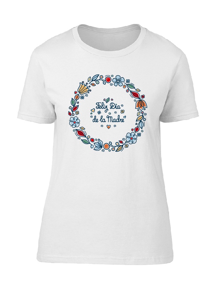Foto 2 pulgar | Playera Smartprintsink Mujer Feliz Día De La Madre/ Guirnalda Con Flores