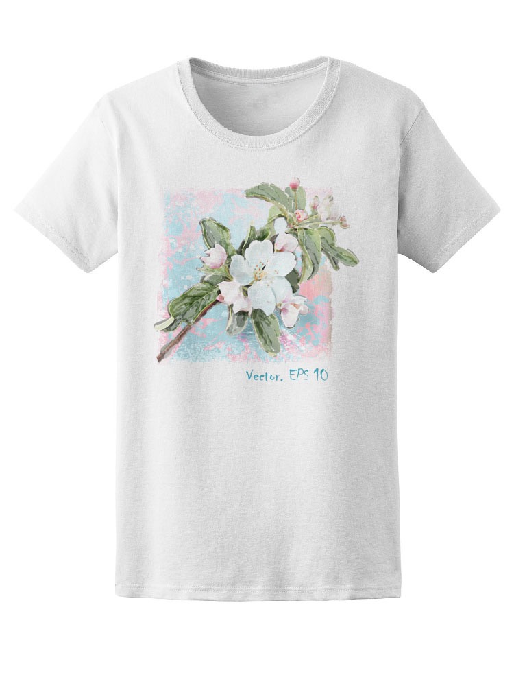 Playera Smartprintsink Mujer Ilustracion En Acuarelas/ Rama Con Flores