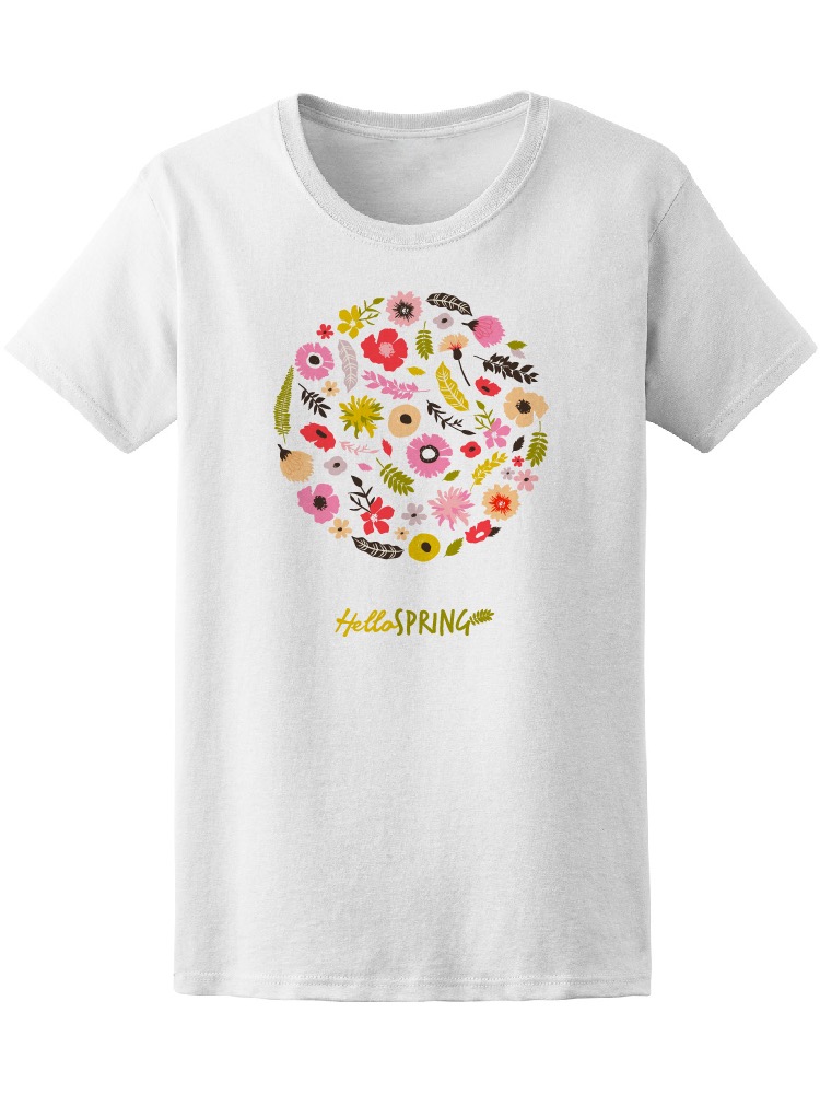 Playera de Dama Smartprintsink color Blanco Estampado Flores y Hojas