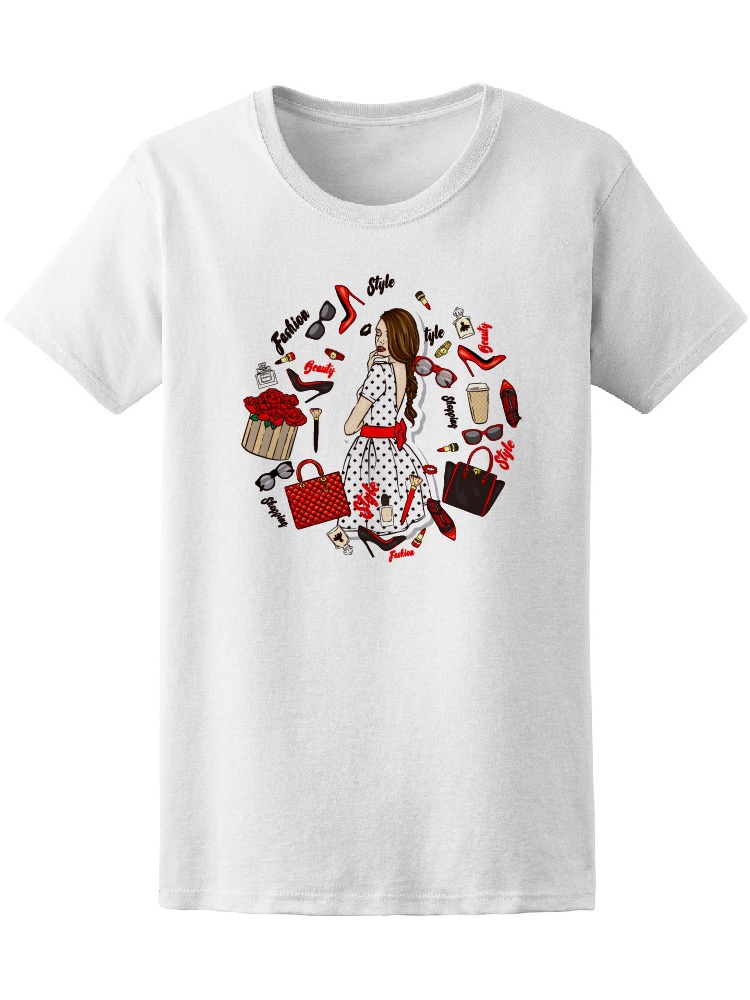 Foto 2 pulgar | Playera Smartprintsink Mujer Ilustración con Objetos Rojos