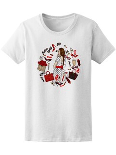 Foto 1 | Playera Smartprintsink Mujer Ilustración con Objetos Rojos