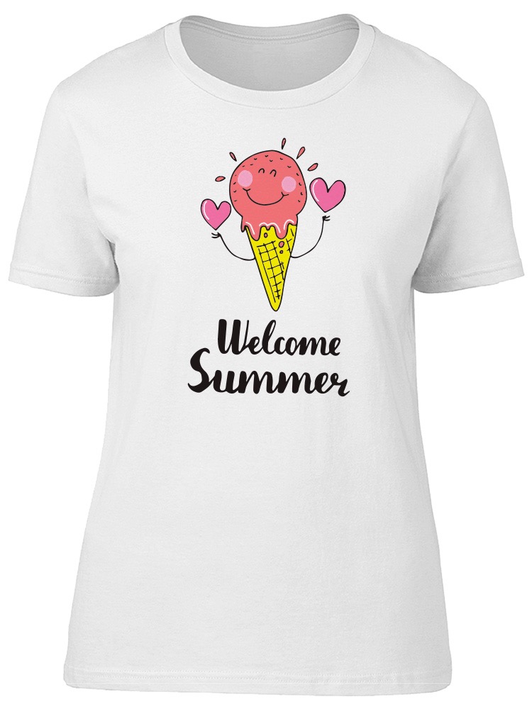 Foto 2 pulgar | Playera para Mujer Smartprintsink color Blanco Estampado Helado con Corazones