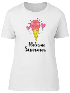 Foto 1 | Playera para Mujer Smartprintsink color Blanco Estampado Helado con Corazones