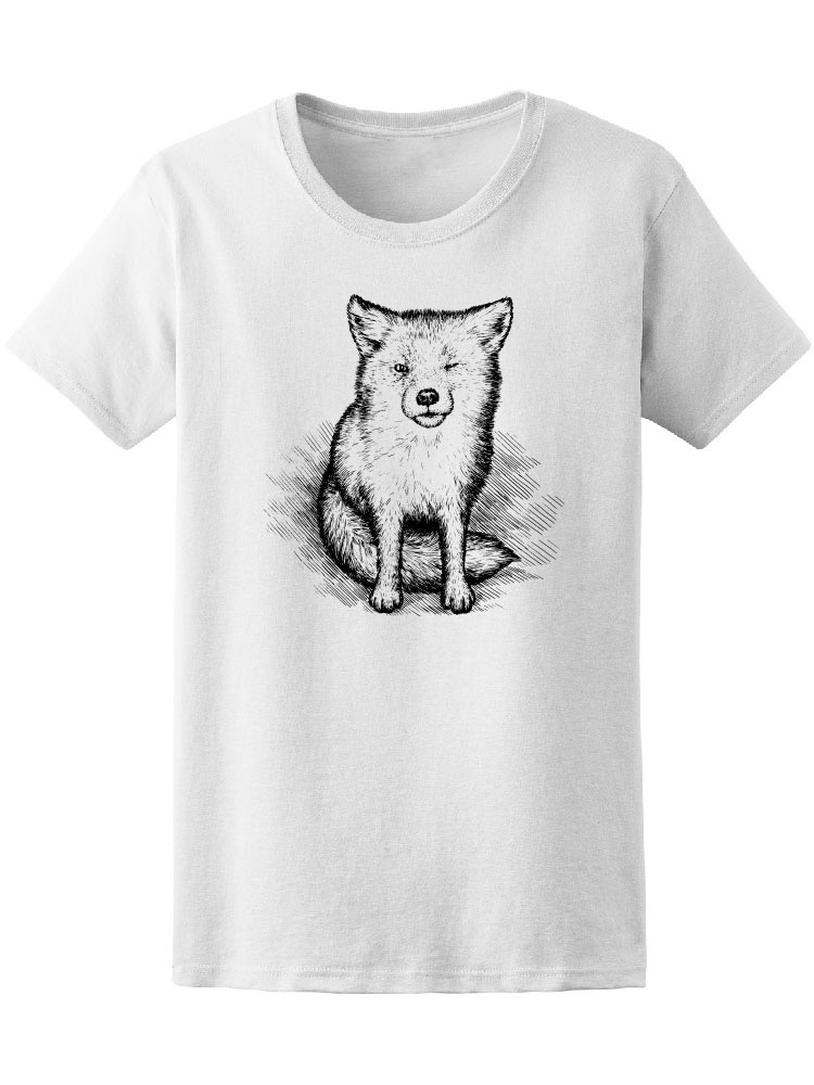 Foto 2 pulgar | Playera Smartprintsink Mujer Ilustración Lápiz/ Zorro Guiñando Ojo