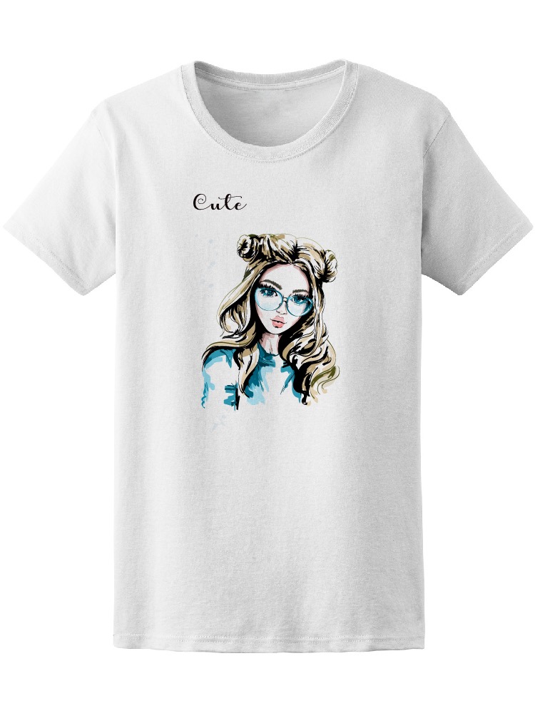 Foto 2 pulgar | Playera Smartprintsink Mujer Ilustración con Cabello en Moños y Lentes