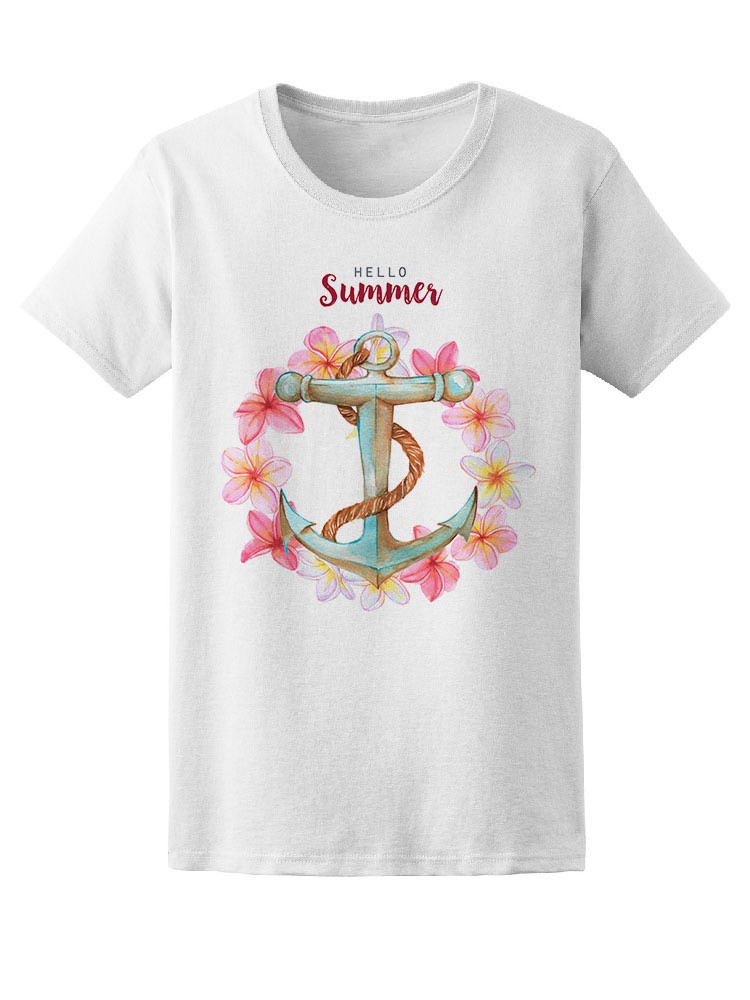Foto 2 pulgar | Playera Smartprintsink Mujer Ilustración a Lápiz/ Ancla con Guirnalda de Flores