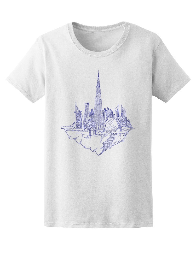 Foto 2 pulgar | Playera Smartprintsink Mujer Ilustración a Lápiz/ Ciudad Flotante con Rascacielos