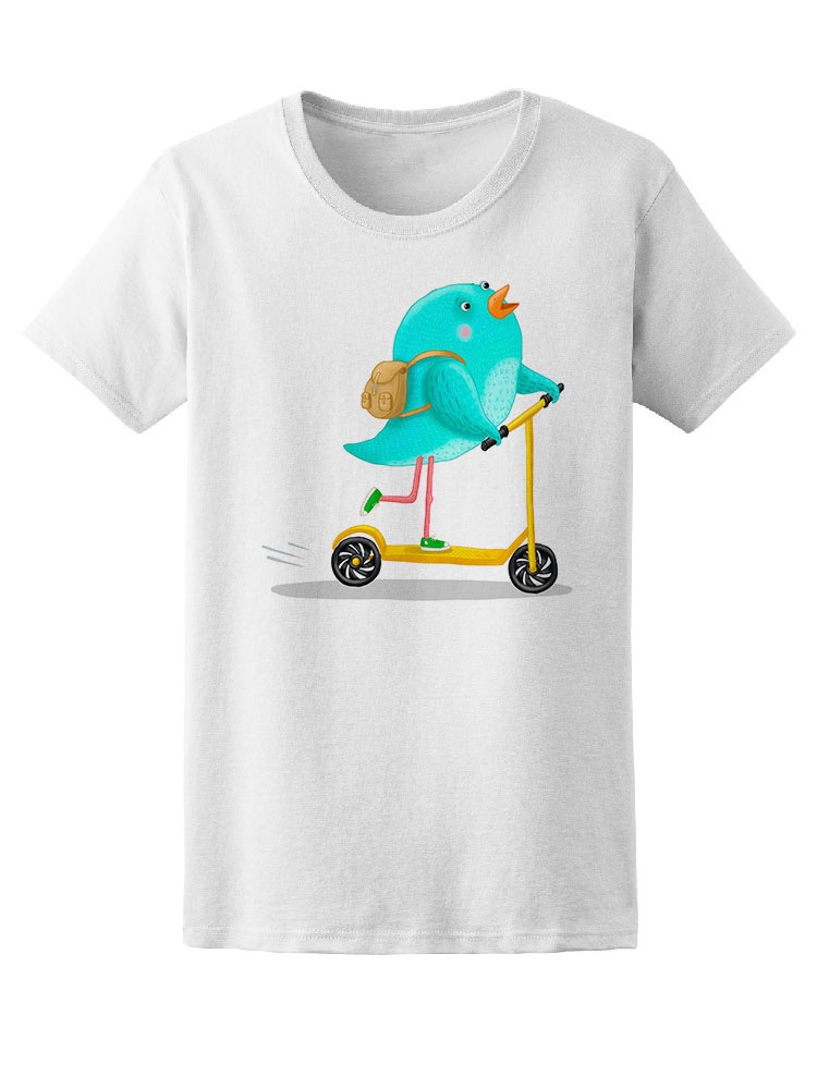 Foto 2 pulgar | Playera Smartprintsink Mujer Ilustración Ave en Scooter