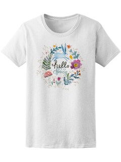 Foto 1 | Playera Smartprintsink Mujer Hola Primavera/ Conejo Con Guirnalda De Flores