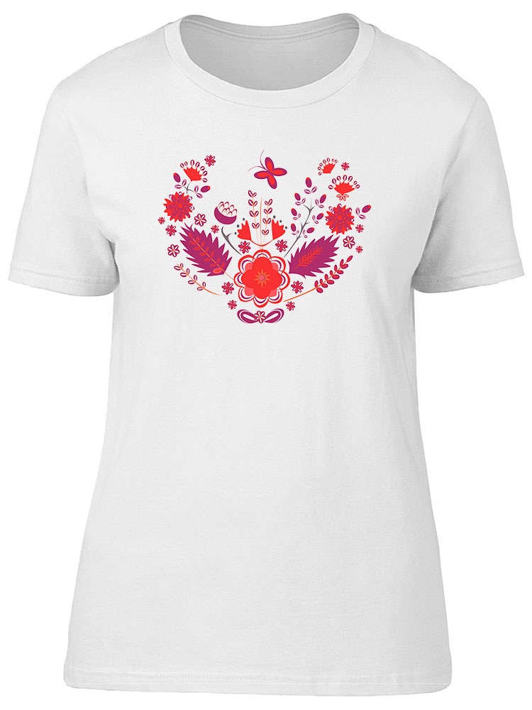 Playera Smartprintsink Mujer Ilustración/ Flores Rojo y Púrpura