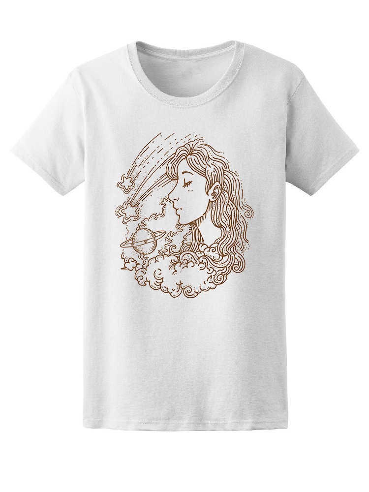Foto 2 pulgar | Playera Smartprintsink Mujer Ilustracion a Lápiz con Planetas y Estrellas