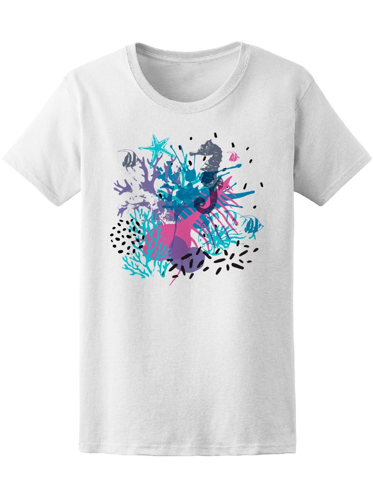 Foto 2 pulgar | Playera Smartprintsink Mujer Caballito De Mar En Arrecife Colorido