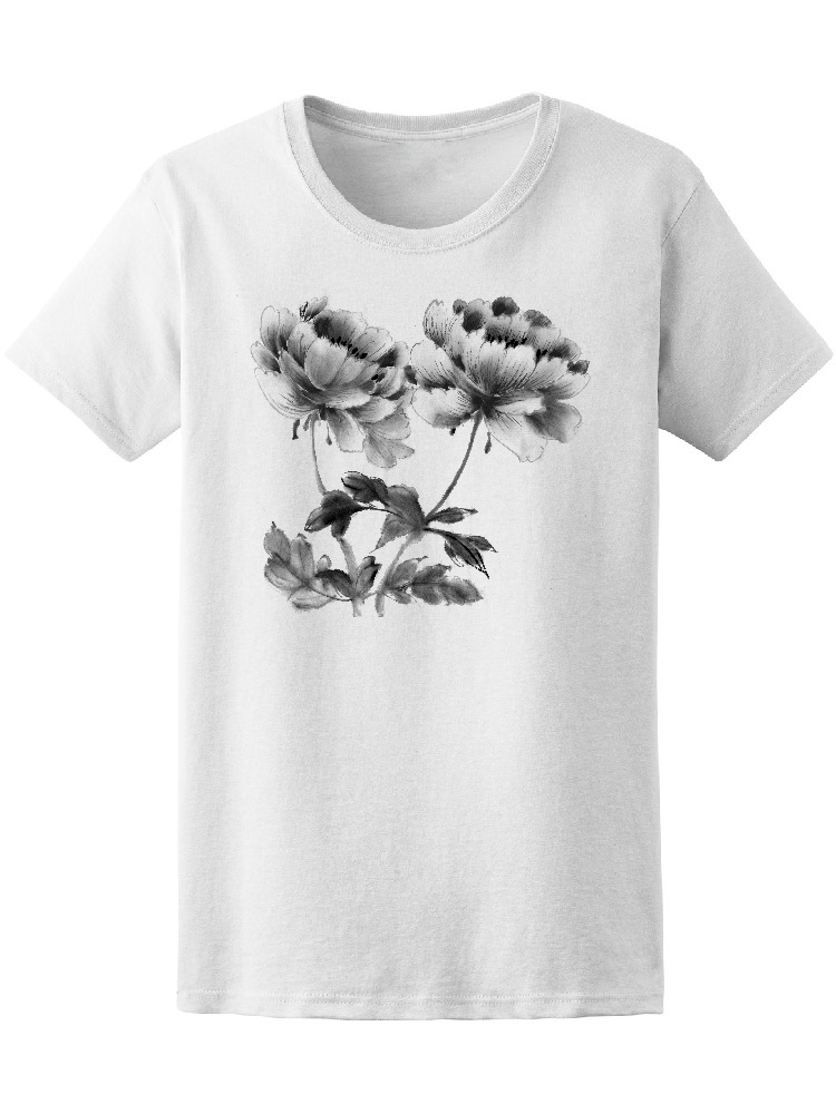 Foto 2 pulgar | Playera Smartprintsink Mujer Ilustración/ Claveles En Blanco y Negro