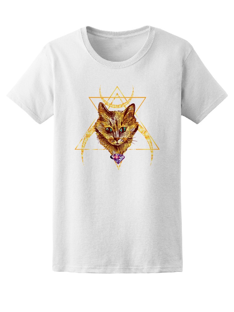 Foto 2 pulgar | Playera Smartprintsink Mujer Ilustración/ Gato con Lunas y Diamante
