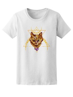 Foto 1 | Playera Smartprintsink Mujer Ilustración/ Gato con Lunas y Diamante
