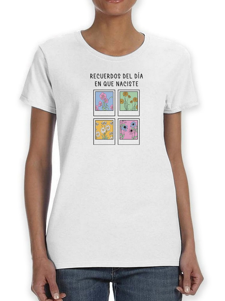 Foto 2 pulgar | Playera Smartprintsink Para Mujer Flores Del Día Que Naciste
