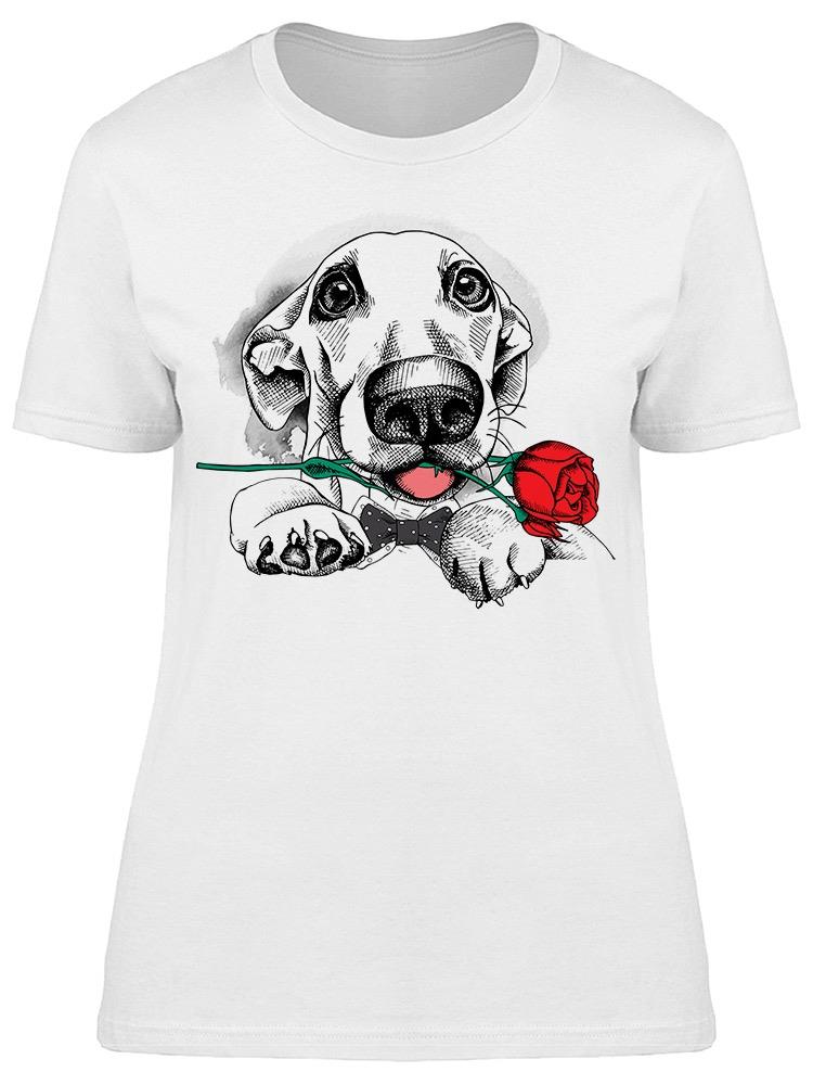 Foto 2 pulgar | Playera Smartprintsink Mujer Ilustración Perro Con Corbatín y Rosa