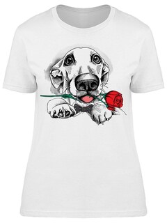 Foto 1 | Playera Smartprintsink Mujer Ilustración Perro Con Corbatín y Rosa