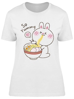 Foto 1 | Playera Smartprintsink Mujer Que Rico/ Conejito Comiendo Ramen