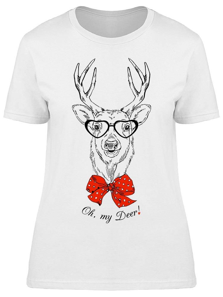 Foto 2 pulgar | Playera Smartprintsink Mujer Ilustración/ Ciervo Con Corbatín Y Lentes